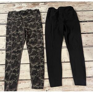 CRZ YOGA Black & Gray Camo Activewear Leggings Womens Size 14 Set of 2